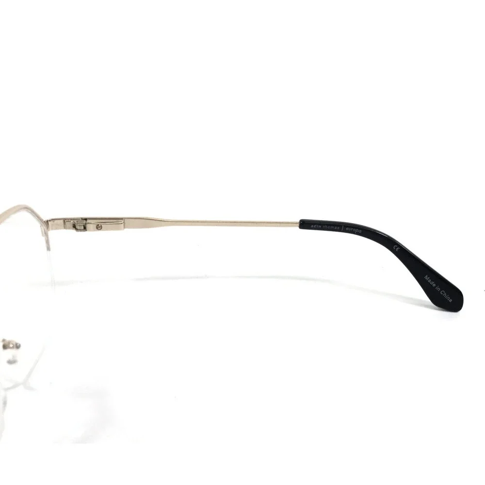 Adin Thomas Eyeglasses Frames AT-632 C2 Black Gold Hexagonal Wire Rim 49-17-135